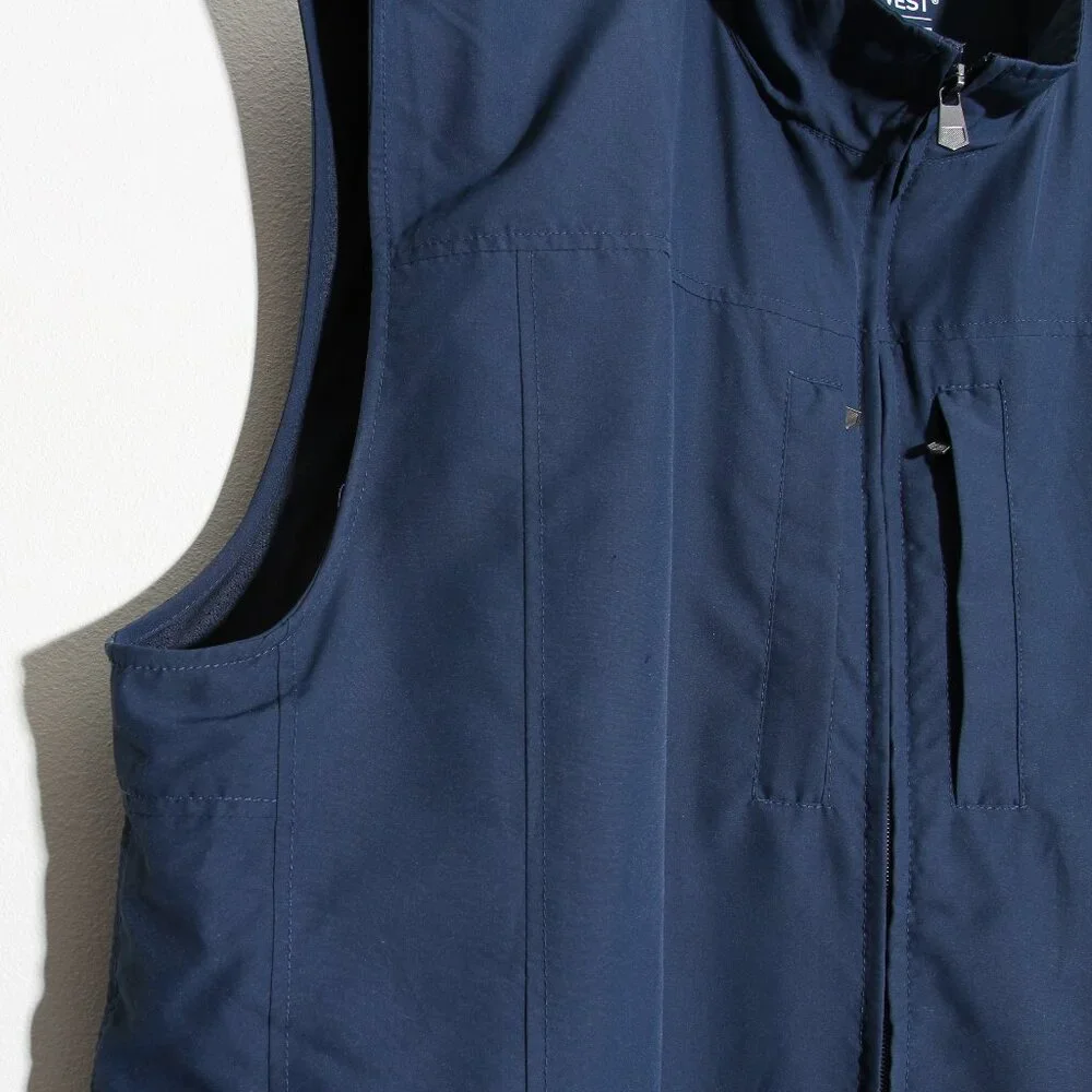 ScotteVest RFID Travel Vest Men's Navy Blue Pockets Full Zip Size XXL